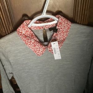 NWT J Crew Tippi Sweater with non-removable floral collar